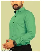 Cotton Blend Solid Shirt for Men, Sea Green 