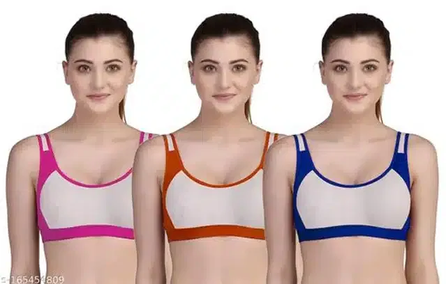 Hosiery Padded Bra for Women (Multicolor, 38B) (Pack of 3)