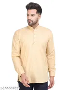 Cotton Blend Solid Short Kurta for Men 
