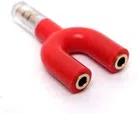Plastic 3.5mm Audio Jack to Headphone Microphone Splitter Converter Adaptor (Red)