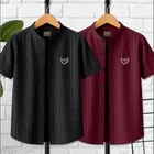 Printed Cotton Blend Mandarin Neck T-Shirt for Boys 