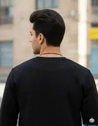 Fleece Printed Sweatshirt for Men, Black 