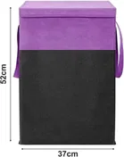 Canvas Laundry Basket,Black & Purple,  
