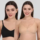 Cotton Bra for Women, Black & Gold, Pack of 2 