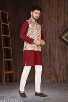 Colorblocked Cotton Kurta Set for Men 