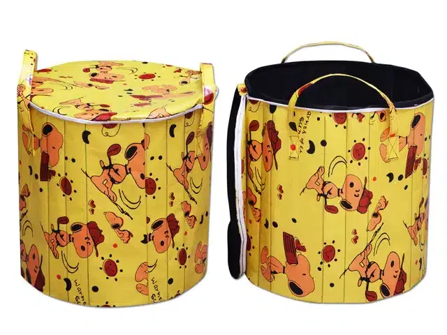 PVC Printed Round Laundry Bag (Multicolor, 60 L)