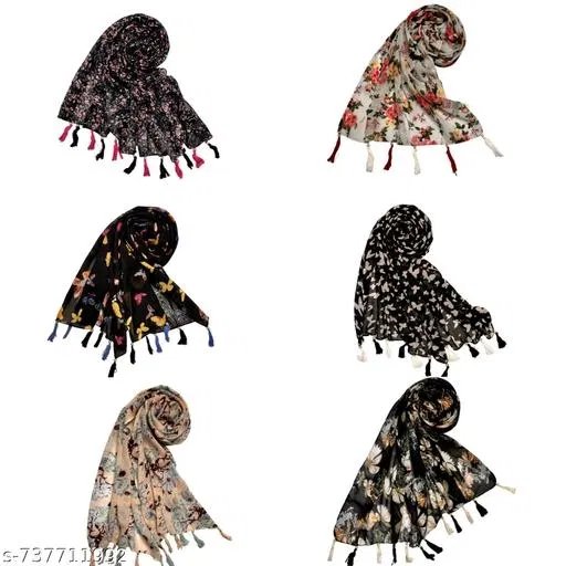 Stylish Ladies Scarves for Women, Pack of 6