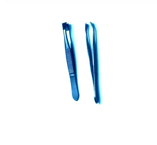 Flat Tip Tweezer Plucker for Women Eyebrows (Multicolor, Pack of 2)