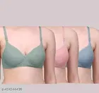 Cotton Blend Solid Bra for Women & Girls, Multicolour, Pack of 3 