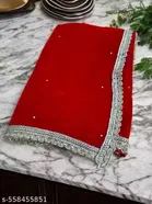 Velvet Solid Dupatta for Women, Red 
