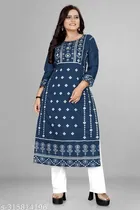 Chanderi Cotton Printed Kurti with Pant for Women 