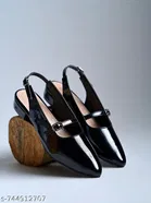 Shoetopia Black Patent Leather Ballerinas 