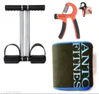 Double Spring Tummy Trimmer with Hand Gripper & Sweat Belt 