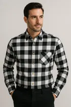 Cotton Blend Checkered Shirt for Men, Multicolour 
