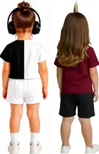 Graphic Print Cotton Blend Clothing Set for Girls, Pack of 2 