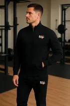 Polyester Printed Tracksuit for Men, Black 