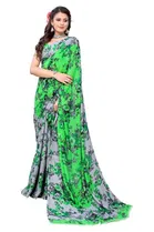 Women Georgette Printed Saree With Unstitched Blouse 