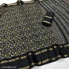 Silk Printed Saree for Women, Black 