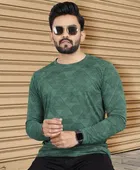 Abstract Printed Round Neck Polyester T-Shirt for Men 