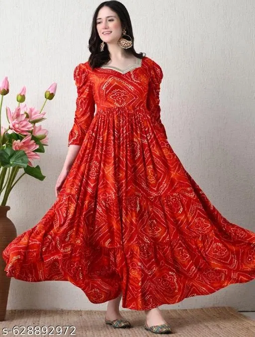 Viscose Rayon Kurti for Women, Orange (XS)