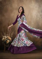 Art Silk Printed Saree for Women, Wine 