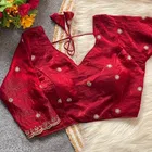 Silk Embroidered Blouse for Women, Red 