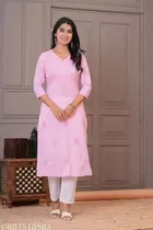 Cotton Chikankari Kurti for Women, Pink 
