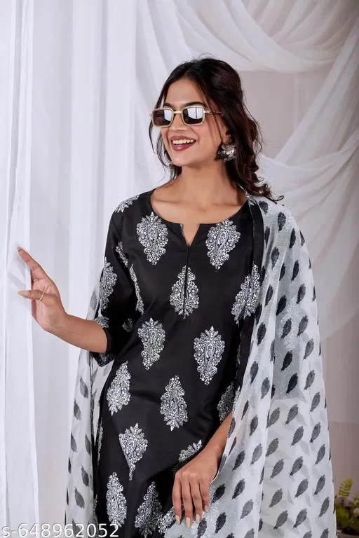 Kurta Set for Women (Blue, L)