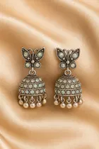 Women's Designer Gold & Silver-Tone Fancy Jhumka Earrings Set 