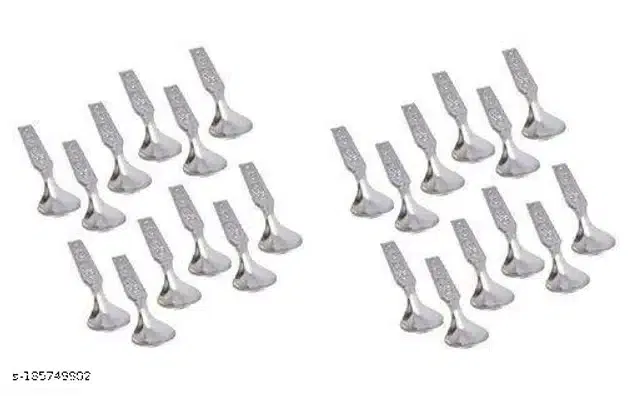 Carbon Steel Spoon Set (Silver, Pack of 24)