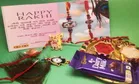 Alloy 2 Pcs Rakhi with 4.5 inch Plate & Chocolate 