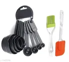 Plastic 8 Pcs Measuring Cups & Spoons with Spatula & Oil Brush (Multicolor, Set of 3)