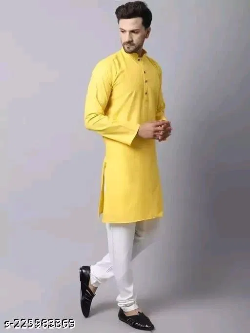 Kurta for Men (Yellow, L)