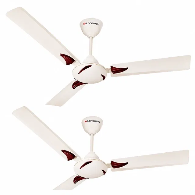 Longway Creta P2 1200 mm 3 Blade Ceiling Fan  (Ultra High Speed | Ivory | Pack of 2)