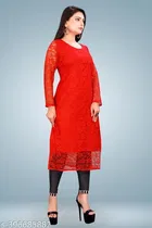 Net Kurti for Women,  Red  