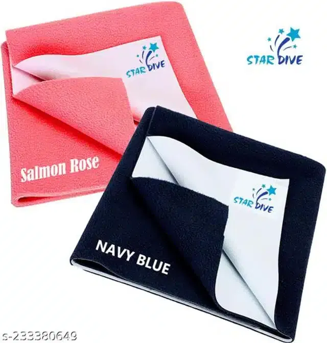 Cotton Mattress Protection Sheet (Navy Blue & Pink, 40x28 inches) (Pack of 2)