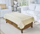 BALLEY Luxurious Attractive Floral Design Poly Cotton 4 Seater Center Table Cover for Living Room (40x60 inch) Cream