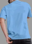 Polyester Printed Half Sleeves T-Shirts For Men, Light Blue 