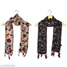Chiffon Scarves for Women, Multicolor, Pack of 2