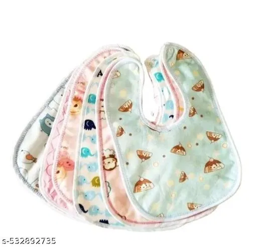 Preetaaru (Pack Of 4) Baby Waterproof Bibs With Chit Button