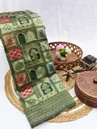 Litchi Silk Zari Woven Saree for Women, Green 