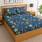 CG Homes Cotton Elastic Double Bedsheet Multicolor