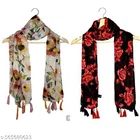 Chiffon Scarves for Women, Multicolor, Pack of 2