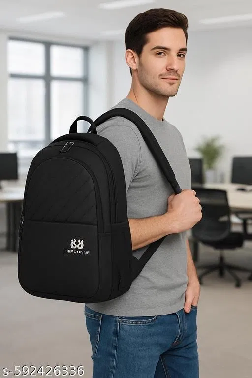 Polyester Backpack for Men & Women, Black