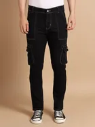 Denim Regular Fit Cargo for Men (Black, 28)