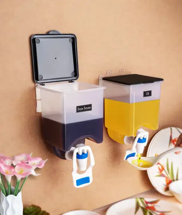 Wall Mounted Oil Dispenser Tank (Assorted, 1000 ml) (Pack of 2)