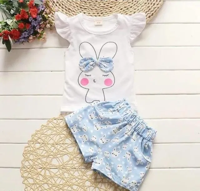 Hosiery Clothing Set for Girls (Blue, 0-6 Months)