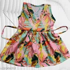 Linen Printed Clothing Set for Girls, Multicolour, Pack of 1 