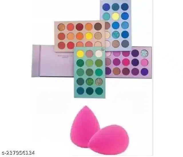 Eye Shadow Palette with (2 Pcs) Makeup Blenders (Multicolor, Set of 2)