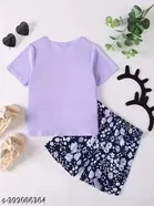 Floral Print Clothing Set for Kids ,Purple & Black 